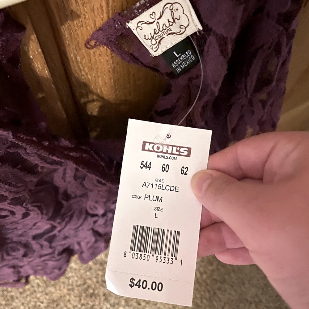 Plum colored floral, see through top!